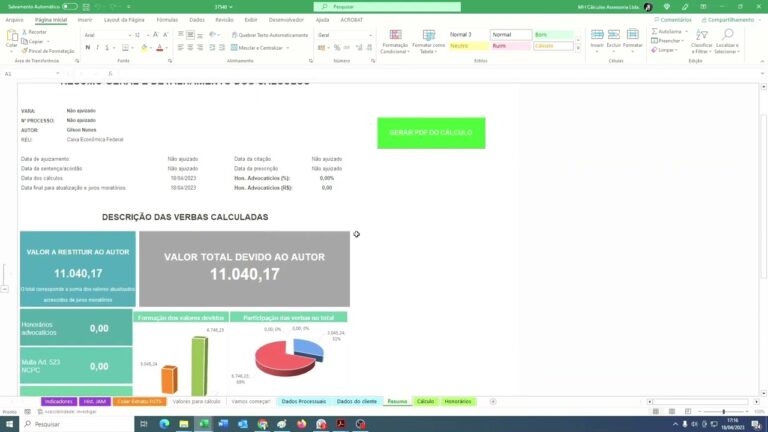 Planilha de cálculo da revisão do FGTS 100% automática